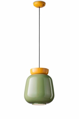 Lampa designerska wisząca Ferroluce C2740 Giallo+Verde Salvia Corcovado Deco