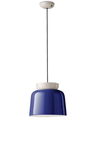 Lampa wisząca ceramiczna Ferroluce C2744 Crema+Blu Robot Corcovado Deco