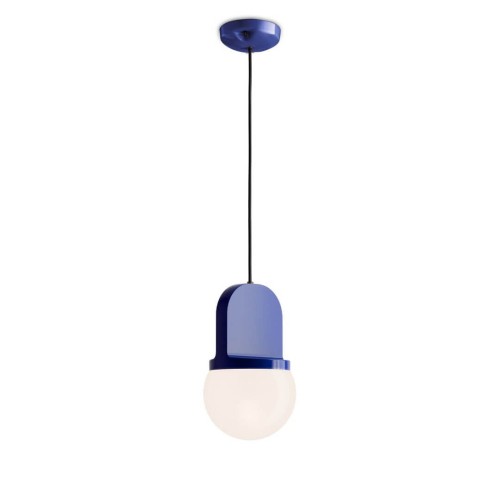 Lampa wisząca ceramiczna szklana Ferroluce C2781 Blu Robot Habea Deco