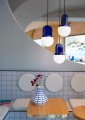 Lampa wisząca ceramiczna szklana Ferroluce C2781 Blu Robot Habea Deco
