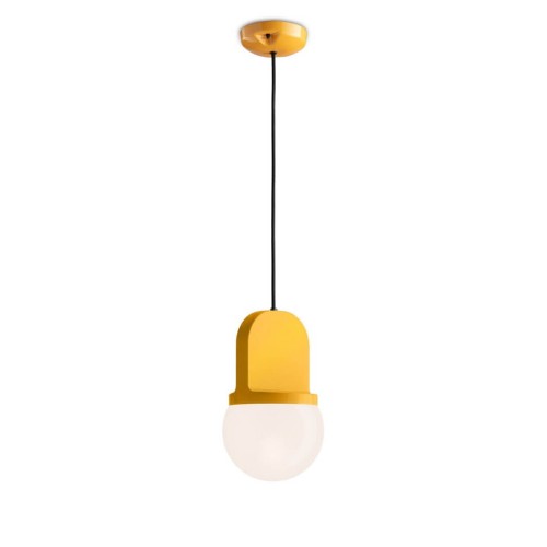 Lampa wisząca ceramiczna szklana Ferroluce C2781 Giallo Habea Deco