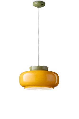 Lampa wisząca ceramiczna Ferroluce C2741 Verde Salvia+Giallo Maracana Deco
