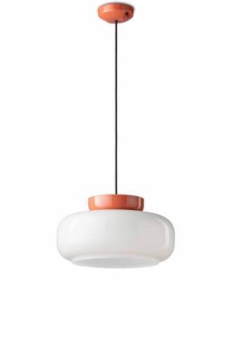 Lampa wisząca szklana ceramiczna Ferroluce C2743 Arancio Poke+Bianco Latte Maracana Deco