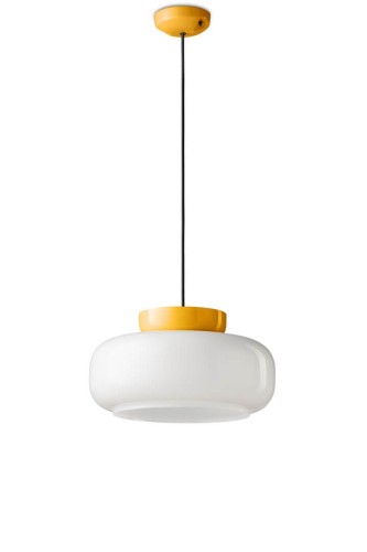 Lampa wisząca szklana ceramiczna Ferroluce C2743 Giallo+Bianco Latte Maracana Deco