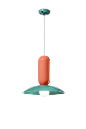 Lampa ceramiczna Ferroluce C2630 Turchese+Arancio Poke Pau Deco