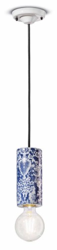 Lampa z ceramiki mat i blask wisząca Ferroluce C2501 Ming Blu PI Deco