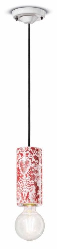 Lampa z ceramiki mat i blask wisząca Ferroluce C2501 Ming Rosso PI Deco
