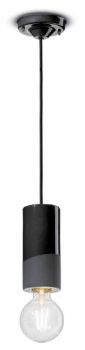 Lampa z ceramiki mat i blask wisząca Ferroluce C2501 Nero Carbone PI Deco