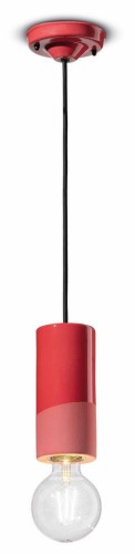 Lampa z ceramiki mat i blask wisząca Ferroluce C2501 Rosso Corallo PI Deco