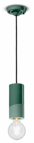 Lampa z ceramiki mat i blask wisząca Ferroluce C2501 Verde Bottiglia PI Deco