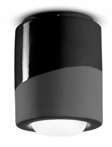 Lampa ceramiczna sufitowa punktowa Ferroluce C986 Nero Carbone PI Deco
