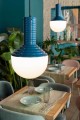 Lampa wisząca z kulistym kloszem Ferroluce C2730 Blu Lucido Brillante Selaron Deco