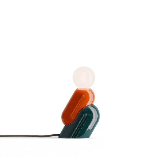 Lampa designerska stołowa Ferroluce C2820 Arancio Volpe + Verde Petrolio Tata Deco