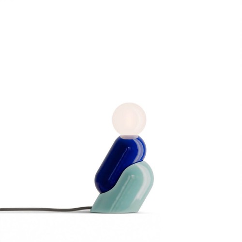 Lampa designerska stołowa Ferroluce C2820 Blu Robot + Azzurro Tata Deco