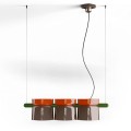 Lampa ceramiczna wisząca z trzema kloszami Ferroluce C2790 Arancio Volpe + Moka Yakitori Deco