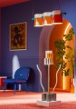 Lampa ceramiczna wisząca z trzema kloszami Ferroluce C2790 Azzurro + Verde Bali Yakitori Deco