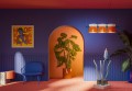 Lampa ceramiczna wisząca z trzema kloszami Ferroluce C2790 Crema + Azzurro Yakitori Deco