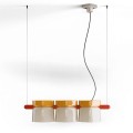 Lampa ceramiczna wisząca z trzema kloszami Ferroluce C2790 Giallo + Crema Yakitori Deco