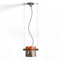 Lampa wisząca z ceramiki Ferroluce C2791 Arancio Volpe + Moka Yakitori Deco