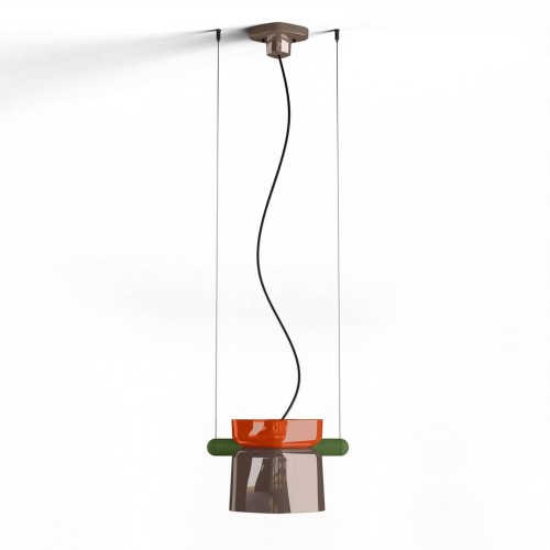 Lampa wisząca z ceramiki Ferroluce C2791 Arancio Volpe + Moka Yakitori Deco