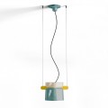 Lampa wisząca z ceramiki Ferroluce C2791 Crema + Azzurro Yakitori Deco