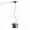 Lampa wisząca z ceramiki Ferroluce C2791 Grigio Sabbia + Blu Robot Yakitori Deco