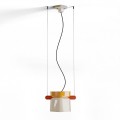 Lampa wisząca z ceramiki Ferroluce C2791 Giallo + Crema Yakitori Deco