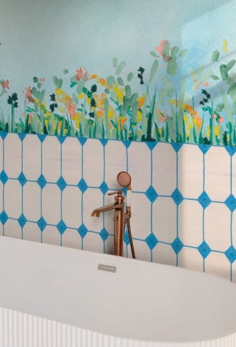 Fototapeta z motywem kwiatów i kafli Wall&Deco WET_AR2501 Arduino WET SYSTEM 2025