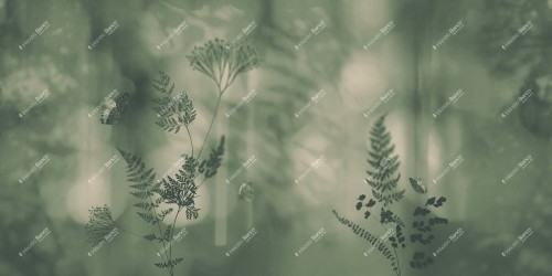 Fototapeta z liśćmi i motylami Inkiostro Bianco OUTSIDE THE WINDOW INKUESN2501 Flamenco