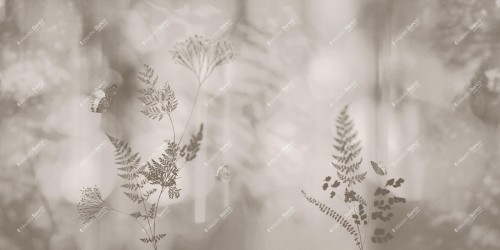 Fototapeta z liśćmi i motylami Inkiostro Bianco OUTSIDE THE WINDOW INKUESN2503 Flamenco