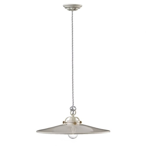 Lampa wisząca ceramiczna Ferroluce C102 Smalto Bianco B&W Retro