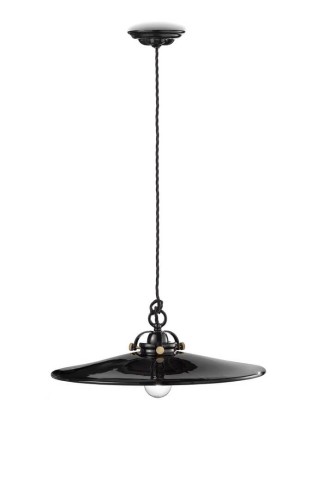 Lampa wisząca ceramiczna Ferroluce C102 Smalto Nero B&W Retro