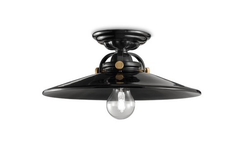 Lampa sufitowa ceramiczna Ferroluce C104 Smalto Nero B&W Retro