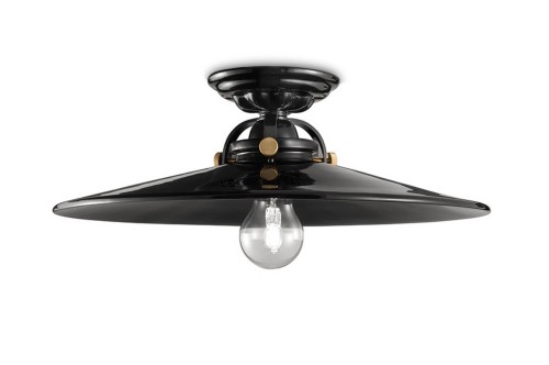 Lampa sufitowa Ferroluce C105 Smalto Nero B&W Retro