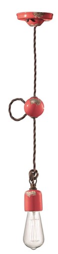 Lampa wisząca Ferroluce C660-1 Vintage Rosso Vintage Retro