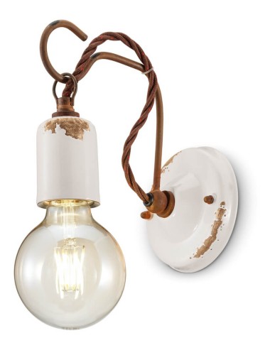 Kinkiet ceramiczny Ferroluce C665 Vintage Bianco Vintage Retro