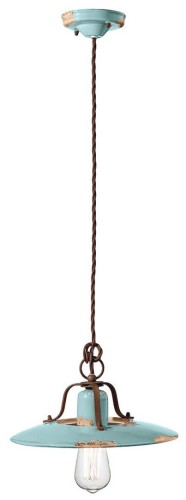 Lampa wisząca rustykalna Ferroluce C1442 Vintage Azzurro Country Retro