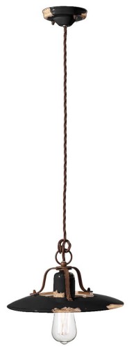 Lampa wisząca rustykalna Ferroluce C1442 Vintage Nero Country Retro