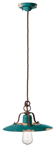 Lampa wisząca rustykalna Ferroluce C1442 Vintage Verde Country Retro