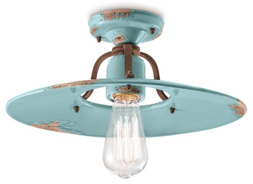 Lampa sufitowa rustykalna Ferroluce C1445 Vintage Azzurro Country Retro