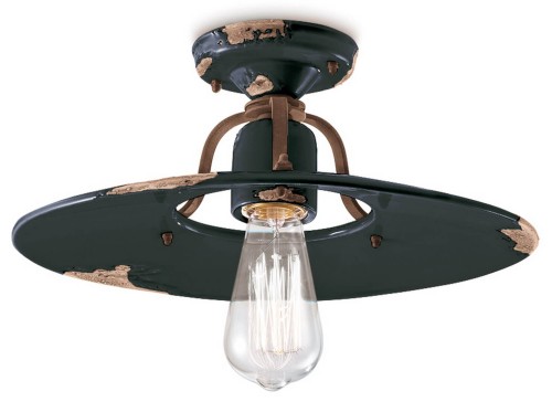 Lampa sufitowa rustykalna Ferroluce C1445 Vintage Nero Country Retro
