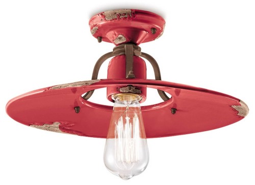 Lampa sufitowa rustykalna Ferroluce C1445 Vintage Rosso Country Retro