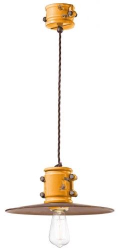 Lampa wisząca w stylu industrialnym Ferroluce C1522 Vintage Giallo Urban Retro