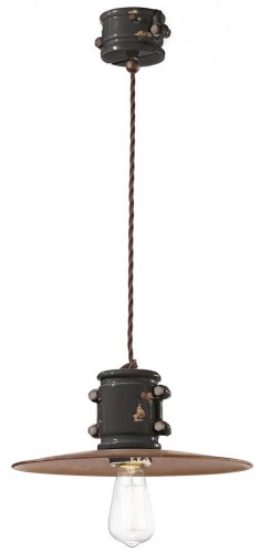 Lampa wisząca w stylu industrialnym Ferroluce C1522 Vintage Nero Urban Retro
