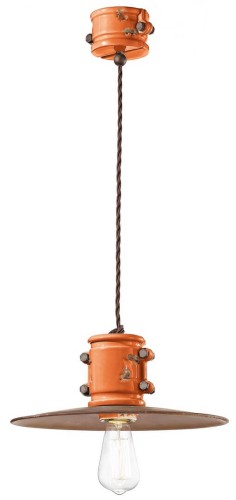 Lampa wisząca w stylu industrialnym Ferroluce C1522 Vintage Arancio Urban Retro
