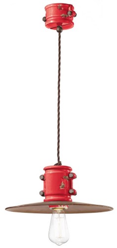 Lampa wisząca w stylu industrialnym Ferroluce C1522 Vintage Rosso Urban Retro
