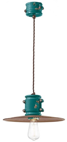 Lampa wisząca w stylu industrialnym Ferroluce C1522 Vintage Verde Urban Retro