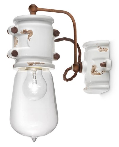Kinkiet w stylu industrialnym Ferroluce C1523 Vintage Bianco Urban Retro