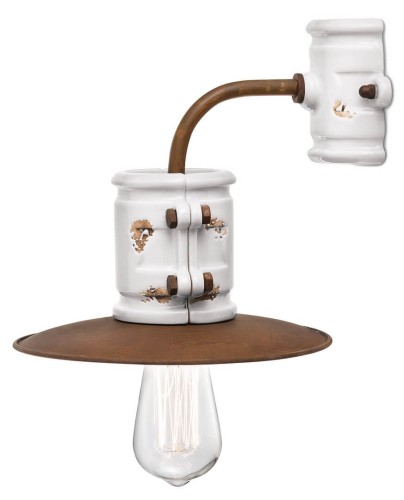 Lampa ścienna w stylu industrialnym Ferroluce C1524 Vintage Bianco Urban Retro