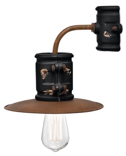 Lampa ścienna w stylu industrialnym Ferroluce C1524 Vintage Nero Urban Retro